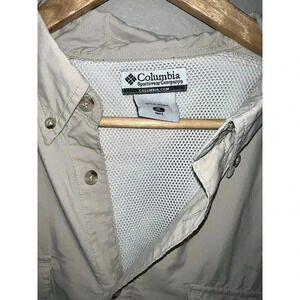 COLUMBIA PFG UPF30+ Long Sleeve 100% Nylon Vented Beige/Tan Size XL